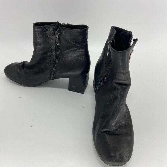 Intentionally Blank Fit Black Leather Geometric Chunky Heel Ankle Boot Womens 38 - Picture 4 of 10
